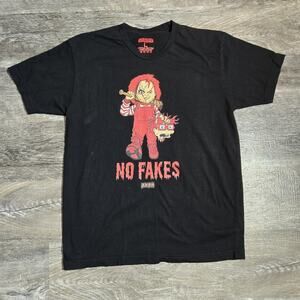 No Fakes T-Shirt Anom Chucky Rug Rats Black Streetwear Outside Tee Horror Size L